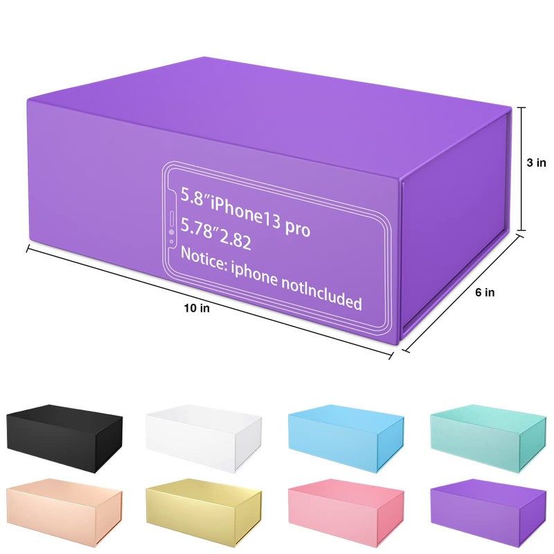 ROSTELACK Purple Gift Box 10 "" x 6 "" x 3 "" with Magnetic Closure Lid Gift Box for Presents Bridesmaid Gifts Box Cute Box Birthday Gift box Luxury for Gift Packaging  Magnetic Gift Box for Wrapping Gifts (Purple) - Image 2